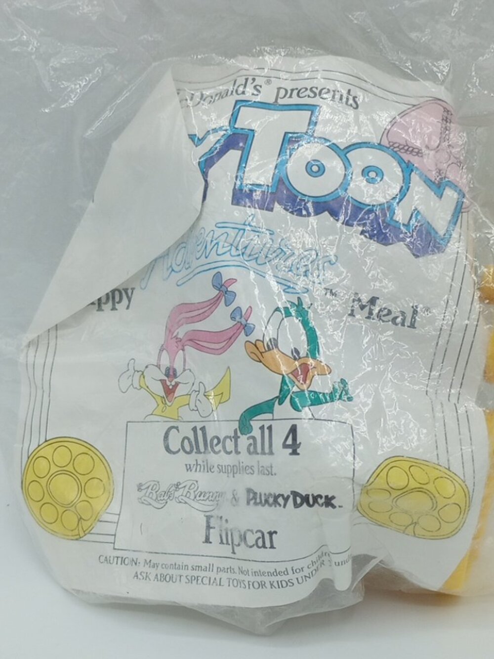 Vintage 1990 Sealed Tiny Toons Adventures Babs Bunny & Plucky Duck Flip Car